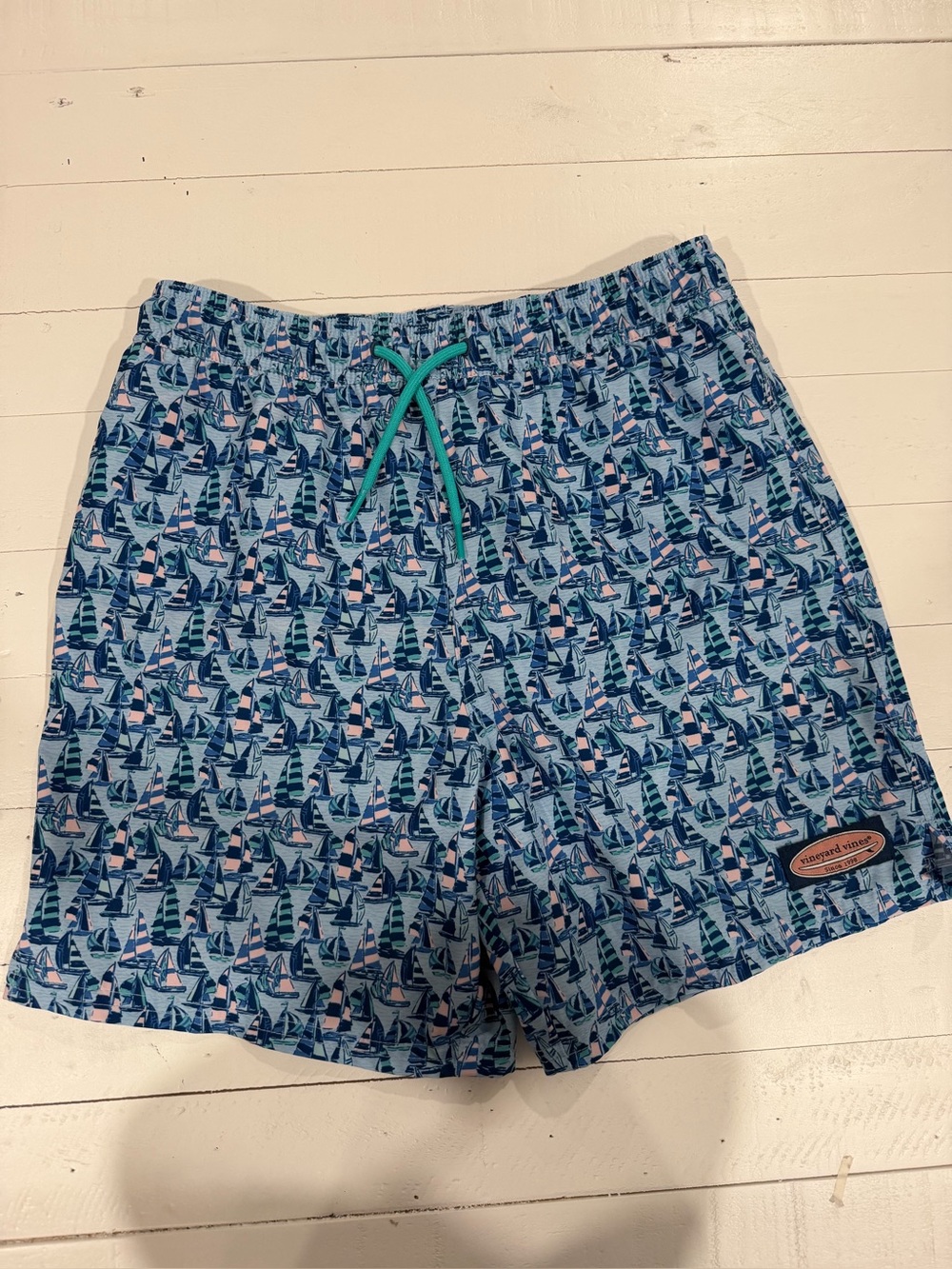 Vineyard Vines Boy’s Light Blue Sailboat Swim Trunks